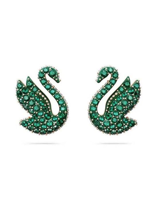 Iconic Swan Stud Earrings Green - SWAROVSKI - BALAAN 1