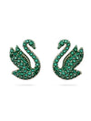 Iconic Swan Stud Earrings Rose Gold Green - SWAROVSKI - BALAAN 3