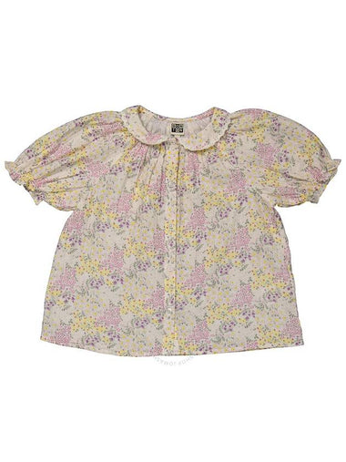 Bonton Girls Flower Prairie Peterpan Cotton Blouse, Size 6Y - BONTON - BALAAN 1