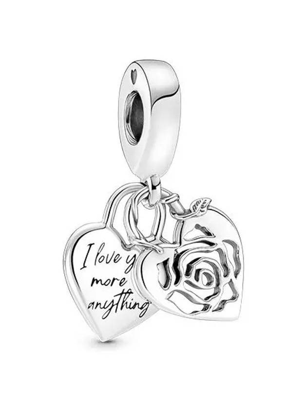 Rose Heart Padlock Dangle Bracelet Charm Silver - PANDORA - BALAAN 3