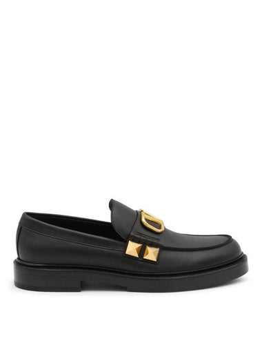 Leather V Logo Signature Loafer Black - VALENTINO - BALAAN 1