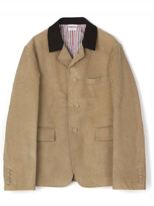 Corduroy Button Up Cutaway Jacket Beige - THOM BROWNE - BALAAN 2