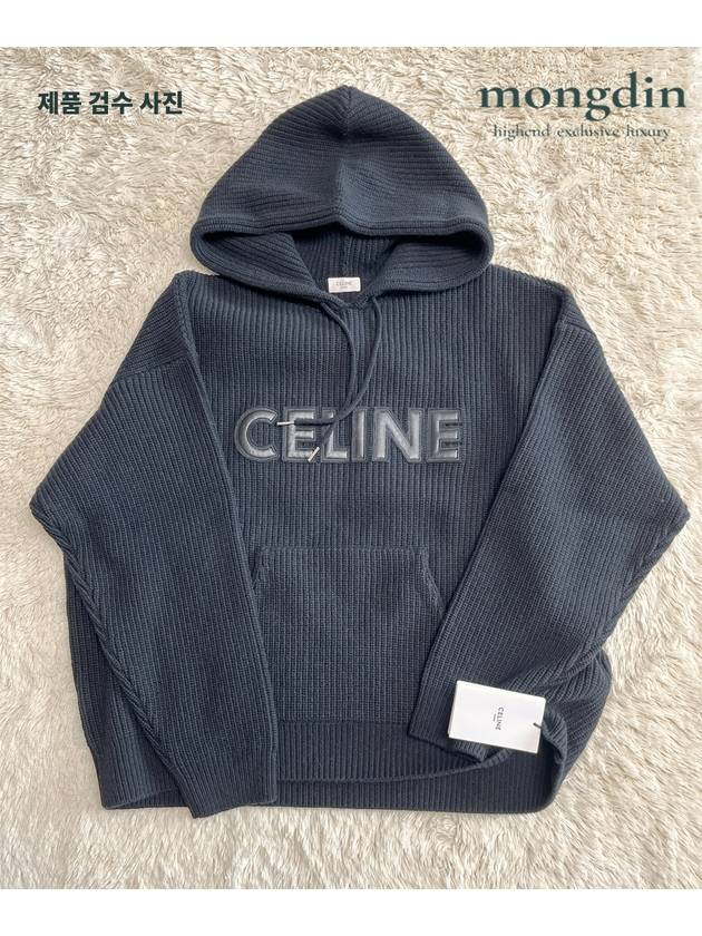 Logo Monochromic Wool Hoodie Black - CELINE - BALAAN 6