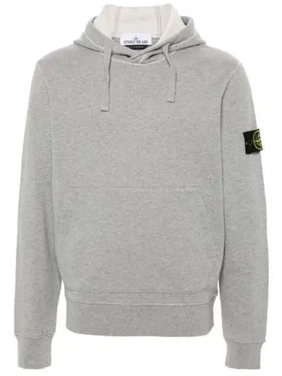 Logo Patch Drawstring Hoodie Melange Grey - STONE ISLAND - BALAAN 2