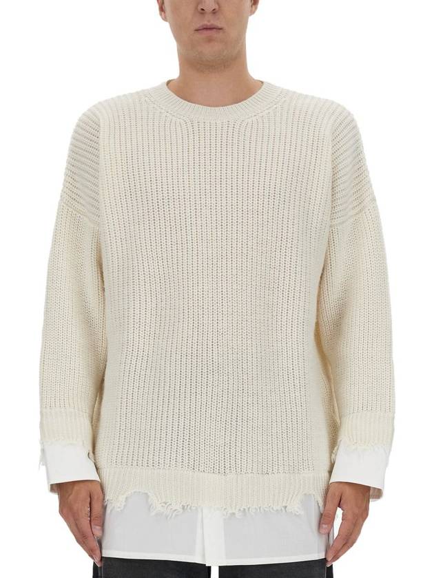 Layered Distressed Crochet Knit Top Butter - MAISON MARGIELA - BALAAN 2