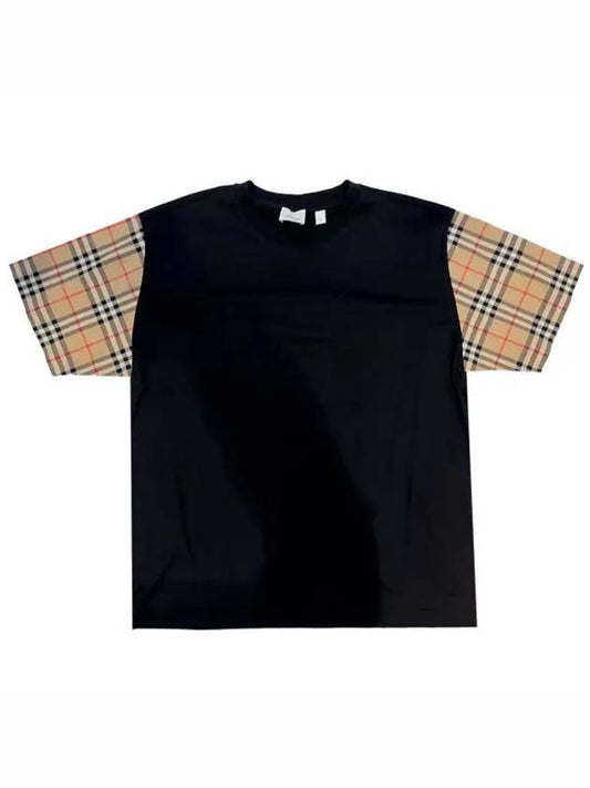 Vintage Check Sleeve Cotton Oversized T-shirt Black - BURBERRY - BALAAN 2