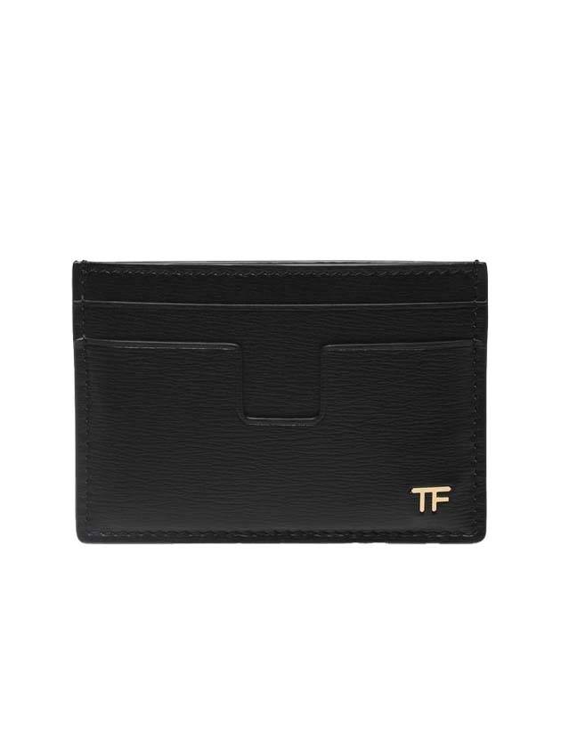 TF Logo Grain Leather Small Card Wallet Black - TOM FORD - BALAAN 1