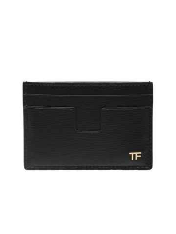 TF Logo Grain Leather Small Card Wallet Black - TOM FORD - BALAAN 1