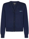 Bee Logo V-neck Cardigan Blue - A.P.C. - BALAAN 1