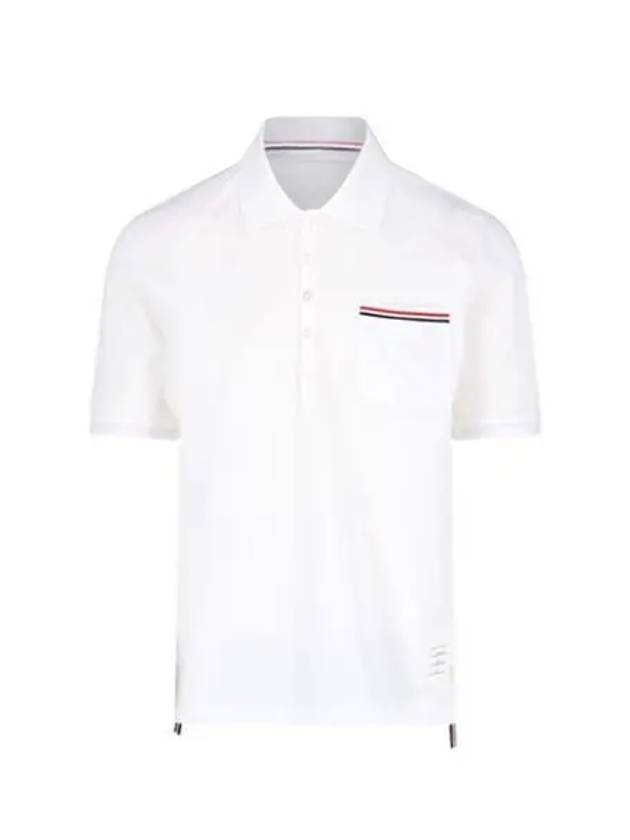 RWB Pocket Interlock Cotton Short Sleeve Polo Shirt White - THOM BROWNE - BALAAN 2