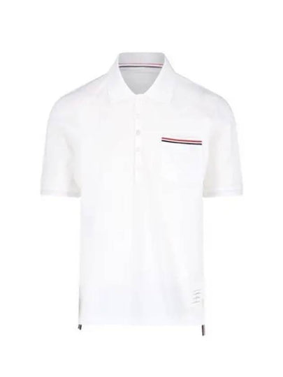 RWB Pocket Interlock Cotton Short Sleeve Polo Shirt White - THOM BROWNE - BALAAN 2