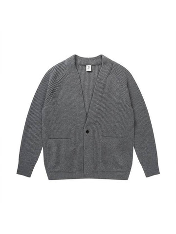 Men's Wool Texture Cardigan Gray SW21ISW09GE - SOLEW - BALAAN 1