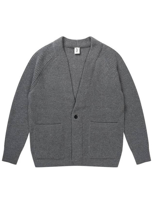 Men's Wool Texture Cardigan Gray SW21ISW09GE - SOLEW - BALAAN 1