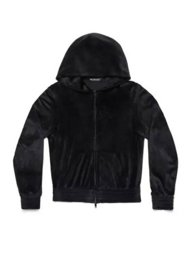 Women's BB Paris Strass Velvet  Zip-Up Hoodie Black - BALENCIAGA - BALAAN 2