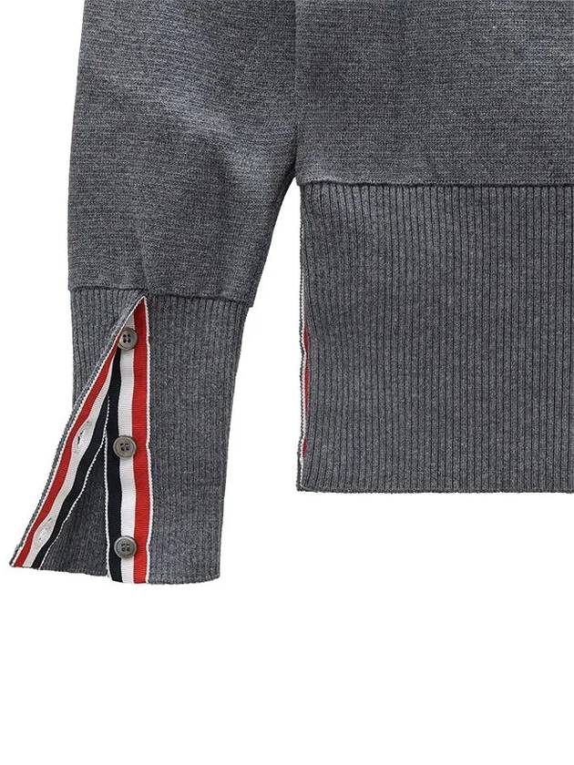 Milano Stitch Crewneck 4-Bar Cotton Crepe Knit Top Grey - THOM BROWNE - BALAAN 10