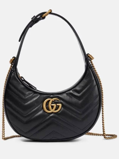 GG Marmont Half Moon Mini Bag Black - GUCCI - BALAAN 2