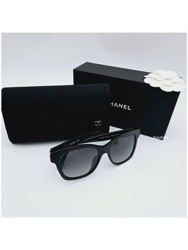 Eyewear Square Acetate Glass Pearl Sunglasses Black - CHANEL - BALAAN 7