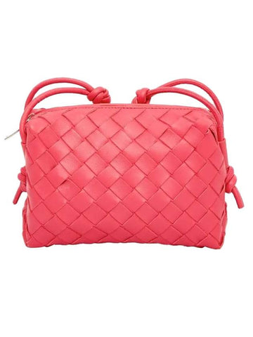 Intrecciato Loop Small Leather Cross Bag Pink - BOTTEGA VENETA - BALAAN 1