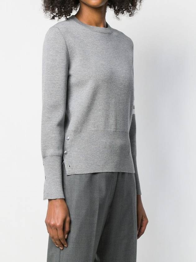 4-Bar Milano Stitch Crew Neck Knit Top Light Grey - THOM BROWNE - BALAAN.