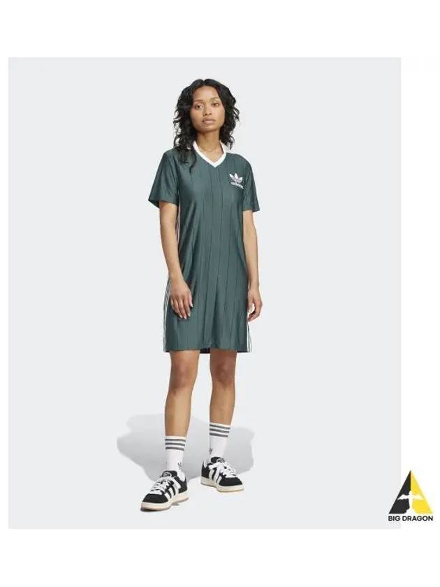 Adicolor 3 Stripe Pinstripe Short Dress Green - ADIDAS - BALAAN 2