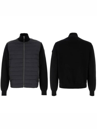 Padded Wool Cashmere Zip-Up Cardigan Black - MONCLER - BALAAN 2