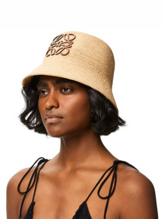 Raffia Calfskin Bucket Hat Natural - LOEWE - BALAAN 3