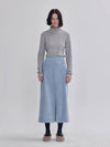 modified obi detail A-line front slit corduroy skirt sky blue - LIE - BALAAN 2