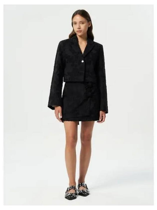 Boucle jacquard suit mini skirt black domestic product - GANNI - BALAAN 1