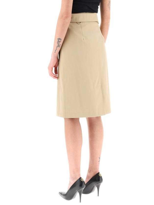 Belt Cotton Gabardine Trench A-Line Skirt Beige - BURBERRY - BALAAN 4