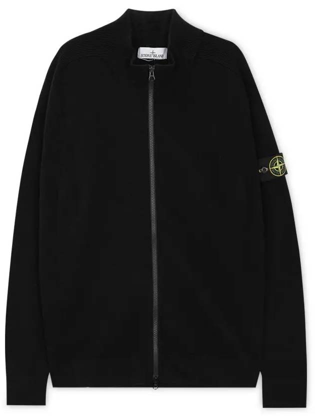 503A1 Stretch RWS Wool Knit Cardigan Black - STONE ISLAND - BALAAN 4