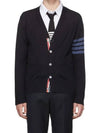 4-Bar Stripe Sustainable Merino Wool Cardigan Navy - THOM BROWNE - BALAAN 2