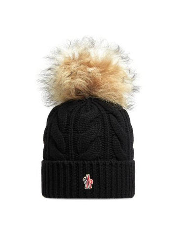 Pom Wool Cashmere Beanie Black - MONCLER - BALAAN 1