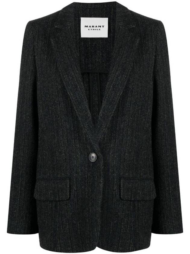 Charlyne Single Breasted Wool Blazer Jacket Black - ISABEL MARANT - BALAAN 1