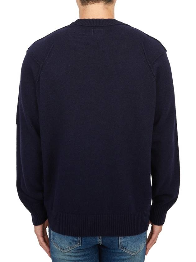 Lambswool GRS Crew Neck Knit Top Navy - CP COMPANY - BALAAN 4