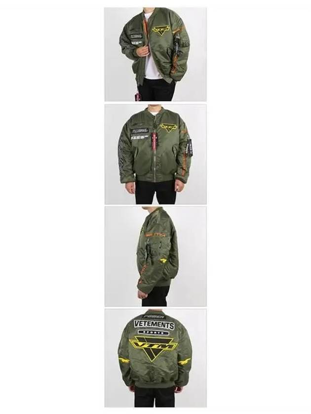 Racing Logo Patch Bomber Jacket Green - VETEMENTS - BALAAN 3