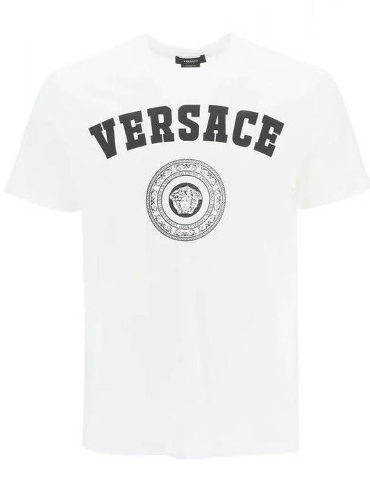 Logo Print Short Sleeve T-Shirt White - VERSACE - BALAAN 2