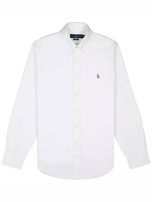 Men's Embroidery Pony Slim Fit Long Sleeves Shirt White - POLO RALPH LAUREN - BALAAN 2