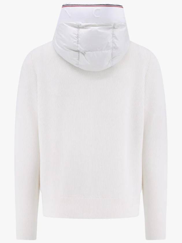 Men's Padded Hooded Wool Cardigan White - MONCLER - BALAAN 3