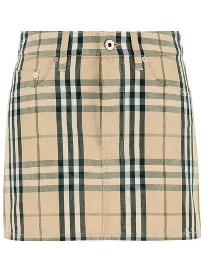 Check Denim Mini H-Line Skirt Grain - BURBERRY - BALAAN 2