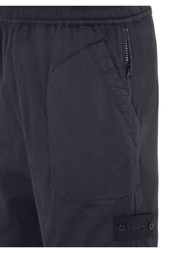 Men's Straight Leg Logo Stretch Cotton Bermuda Shorts Black - STONE ISLAND - BALAAN 6