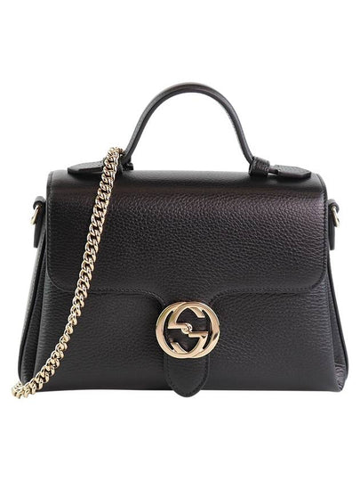 GG Interlocking Chain Small Top Handle Shoulder Bag Black - GUCCI - BALAAN 2