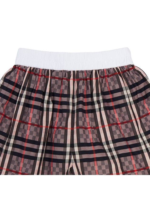 Kids Checkerboard Stretch Jacquard Shorts Pale Rose - BURBERRY - BALAAN 5