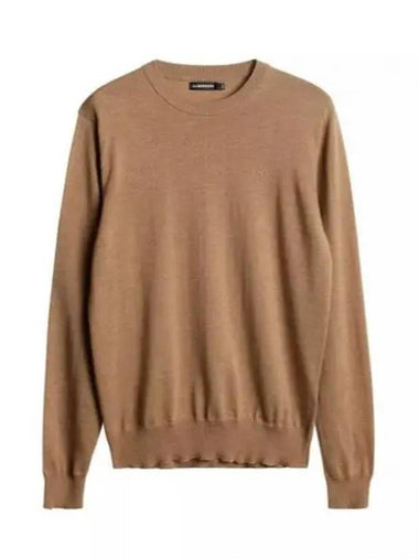 Men's Keane Crew Neck Merino Sweater Tiger Brown - J.LINDEBERG - BALAAN 1