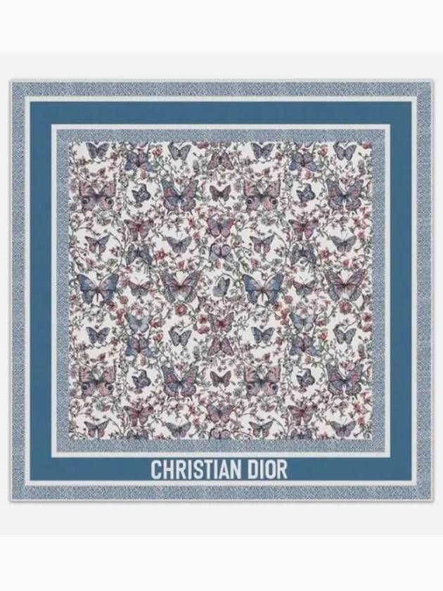 Toile De Jouy Papillon 70 Square Scarf Blue - DIOR - BALAAN 2