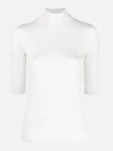 Women's White Turtleneck Knit Short Sleeve UNGHIA - MAX MARA - BALAAN 1