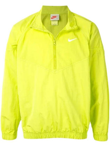 Men's Logo Half Zip Up Nylon Windbreaker Bright Cactus - NIKE - BALAAN 1