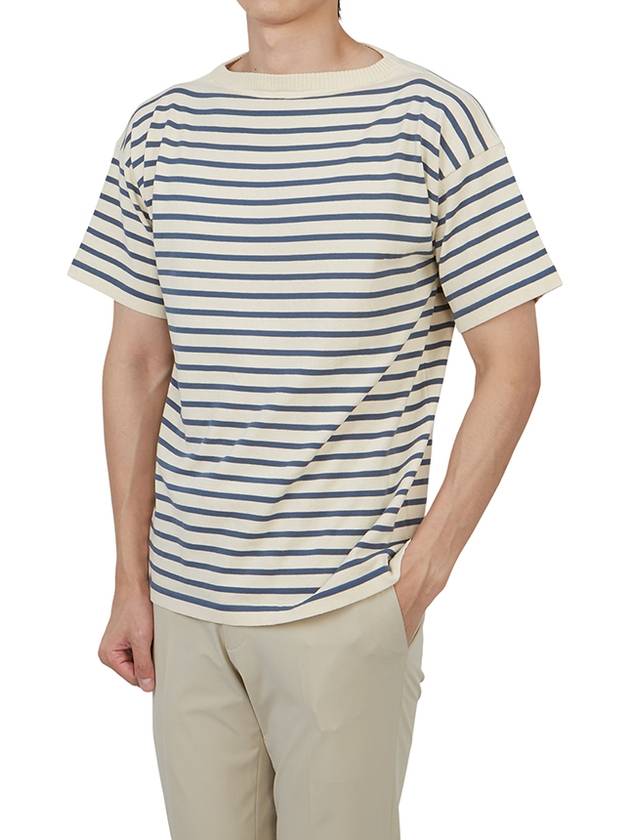 Boatman Organic Cotton Short Sleeve Knit Top Striped Royal Blue Ivory - ANDERSEN-ANDERSEN - BALAAN 6