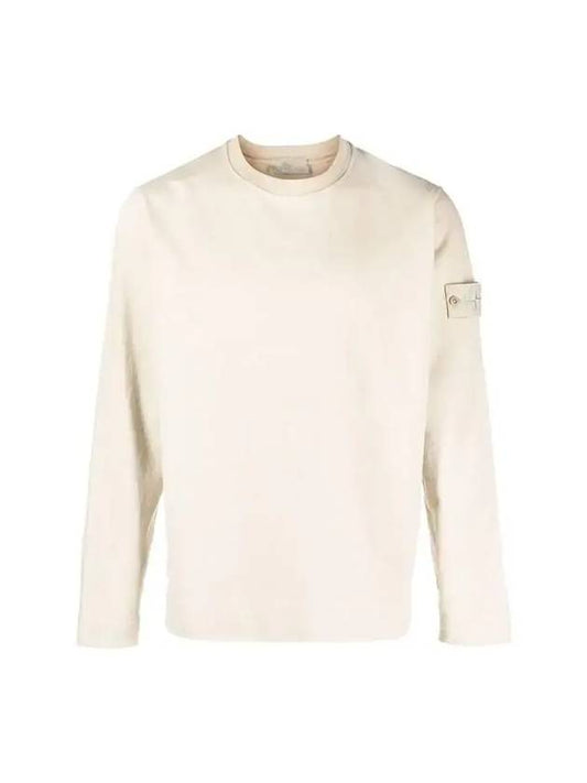 Ghost Piece Organic Cotton Badge Sweatshirt Beige - STONE ISLAND - BALAAN 1