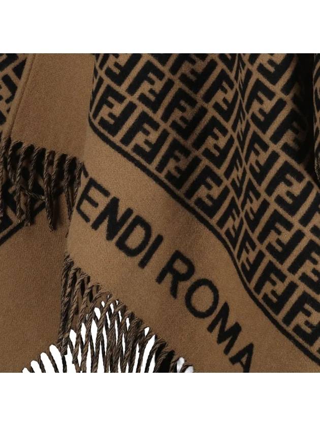 Roma Allover Logo Wool Cashmere Cape Brown - FENDI - BALAAN 5