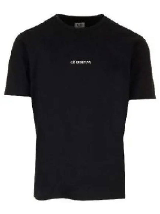 24/1 Jersey Garment Dyed Logo Short Sleeve T-Shirt Black - CP COMPANY - BALAAN 2